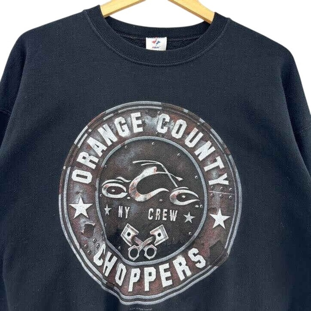 VTG Orange County Choppers Sweatshirt Black OCC NY Crew SZ L Biker Moto‎ Jerzees